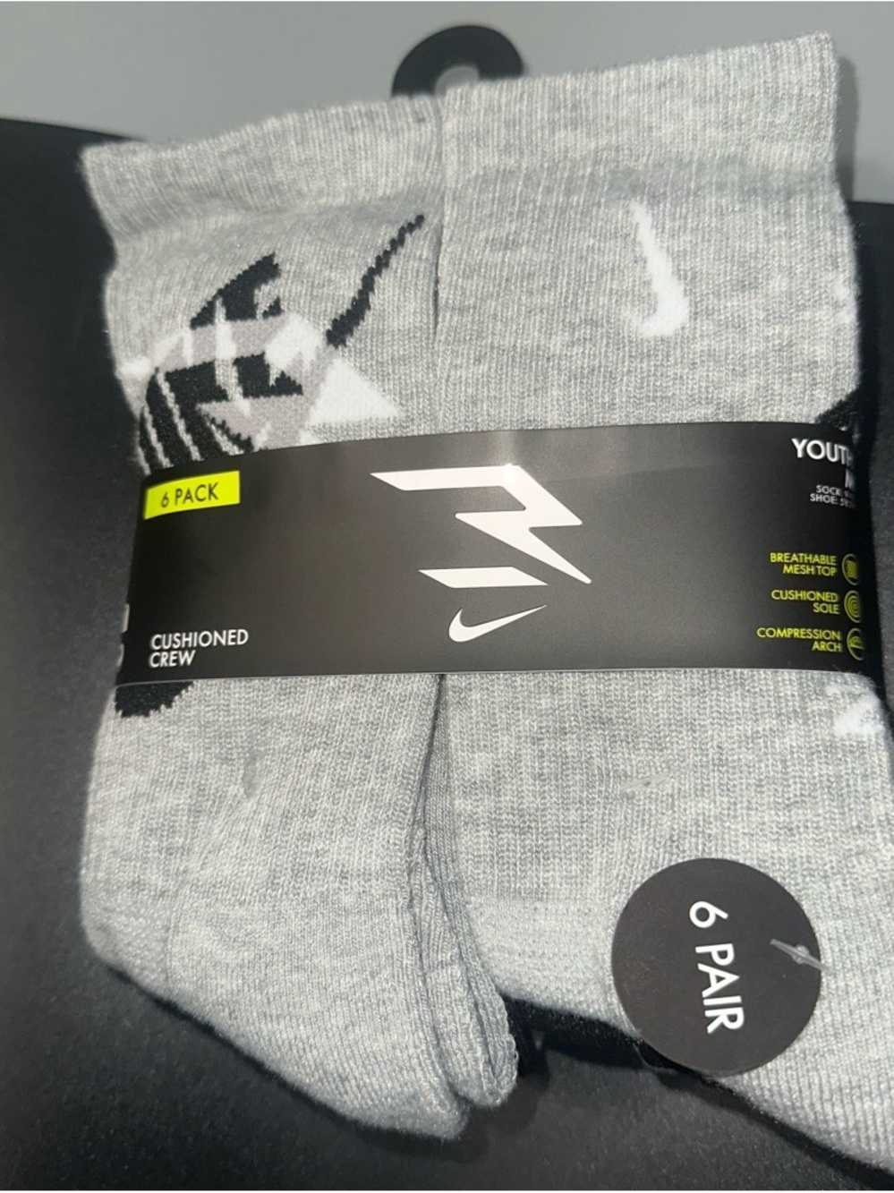 Nike Grey Cushioned Crew Athletic Socks (6 Pack)